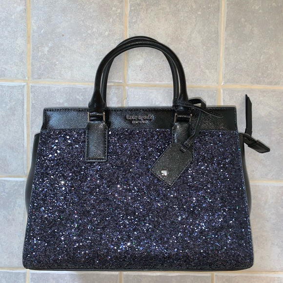 KATE SPADE CAMERON MEDIUM SATCHEL NAVY GLITTER - Picture 2 of 8
